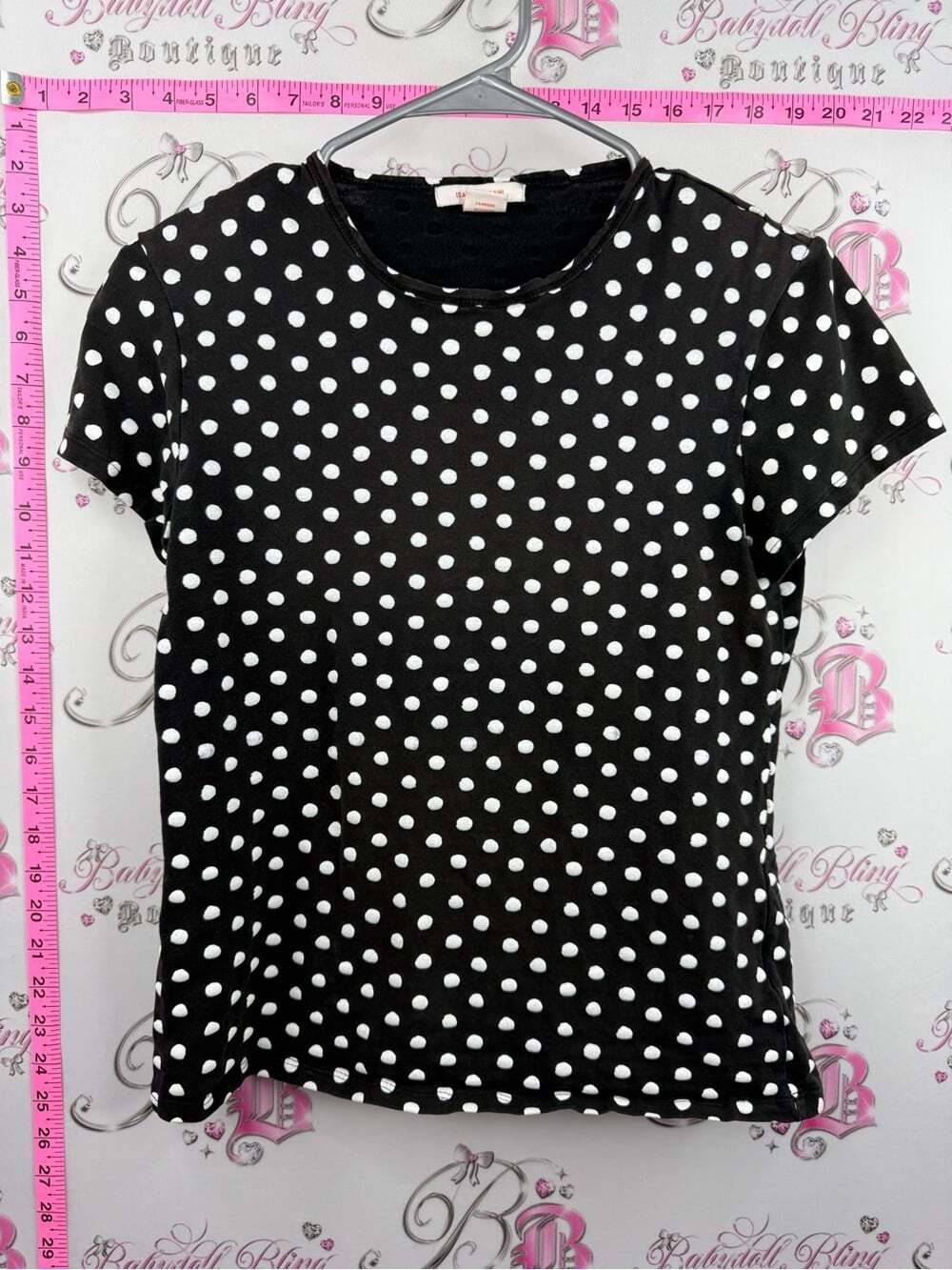 Isaac Mizrahi tshirt tee Black and White Polka Dot Short Sleeve Tee